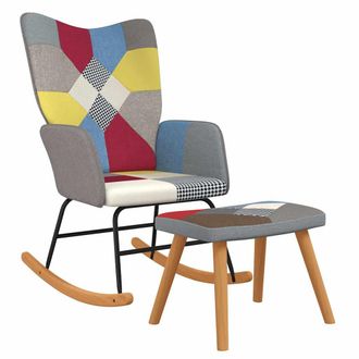 vidaXL Silla Mecedora Con Reposapi&eacute;s Tela Patchwork Vidaxl