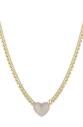 Adornia 14K Gold Plated Pav&eacute; Cubic Zirconia Heart Pendant Necklace at Nordstrom Rack