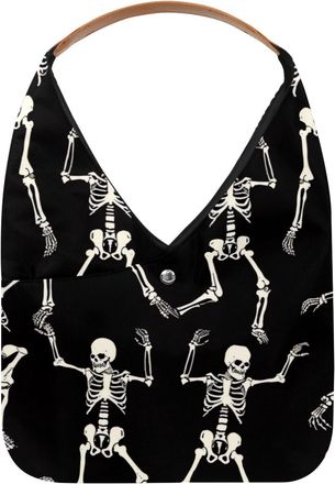 Generic Dancing Skeleton Pattern Reusable Lightweight Grocery Bags - Foldable Into Compact Pouch, Washable & Sturdy, Multipurpose for Shopping and Travel