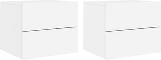 vidaXL Vidaxl - Mesitas De Noche De Pared Con Luces Led 2 Unidades Blanco