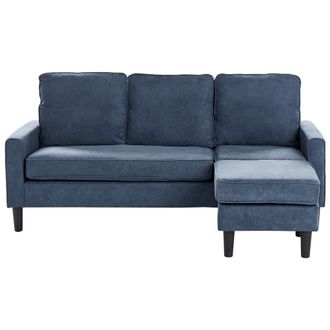Beliani Beliani - Sof&aacute; Tapizado 3 Plazas Azul Oscuro Con Reposapi&eacute;s Estilo Moderno Avesta
