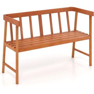 Costway Costway Banco Jard&iacute;n Exteior De Madera De Acacia, 2 Plazas, Banco Madera Con Respaldo Y Reposabrazos, 100 X 46 X 72 Cm, Hasta 360kg, Natural