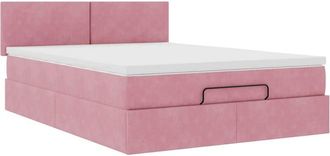 vidaXL Vidaxl - Estructura Cama Otomana Con Colch&oacute;n Terciopelo Rosa 140x190 Cm