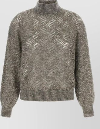 Brunello Cucinelli mohair-blend perforated turtleneck jumper