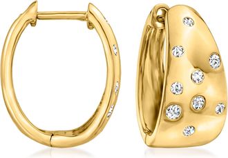 Ross-Simons Scattered Diamond Hoop Earrings in 18kt Yellow Gold