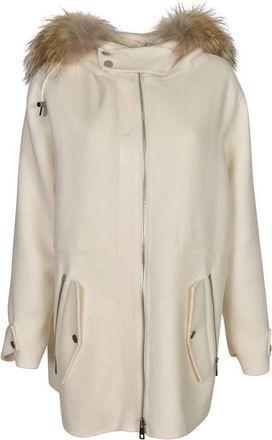 P.A.R.O.S.H. Leak Cream Wool Parka - Dames - Parka Jassen - Beige - XL - Wol - Jassen