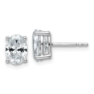 Diamond2Deal 14k White Gold 2 ctw Lab Grown Diamond Oval Stud Earrings
