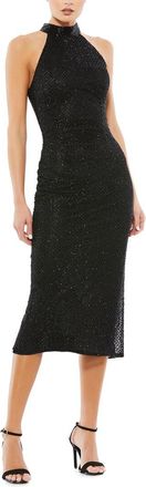 Mac Duggal Embellished Sleeveless Halter Neck Midi Dress