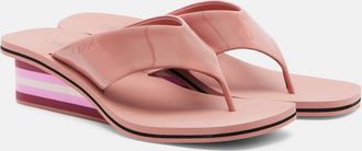 Chlo&eacute; Swimming Cool leather wedge thong sandals