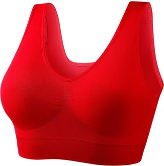 Generic Women Mesh Sport Large Size Bras Push Up Athletic Bra Adjustable Padded Deep V Wide Strappy Underware Leisure Stretch Breathable Athletic Bras for Wom