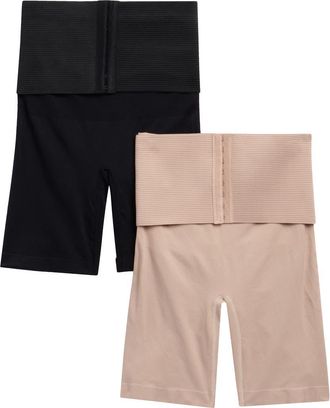 Skinny Girl 2-Pack Corseted Waist Shapewear Briefs in Black/Ondine Blush at Nordstrom Rack, Size X-Large