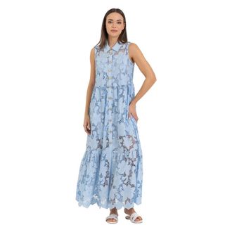Kocca Maxi Dresses, female, Blue, Size: XS Stylish Full Length Lace Dress
