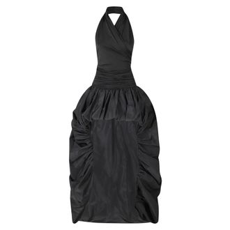 Andamane Alexandra Vestido Largo Taffeta con Cola Alta-Baja - Dresses - Mujer - Negro - S
