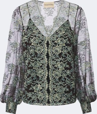 Valentino Garavani Layered lace and georgette blouse