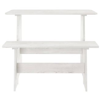 Berkfield Home Dining Table with Bench White Solid Pinewood