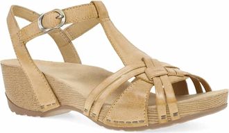 Dansko Womens Tia Retro Woven Wedge Sandal In Tan