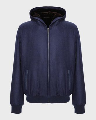 Gorski Mens Loro Piana Wool-Cashmere Jacket with Select Shearling Lamb Lining