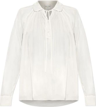 Forte_Forte Transparante coltrui top - Dames - Blouses - Wit - S - Katoen - Overhemden