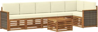 vidaXL Conjunto De Sof&aacute;s De Exterior 6 Uds. Natural Y Crema Vidaxl