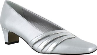 Easy Street Entice Block Heel Pump - Multiple Widths Available in Silver Satin at Nordstrom Rack, Size 5.5