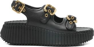Chlo&eacute; Black Leather Sandals