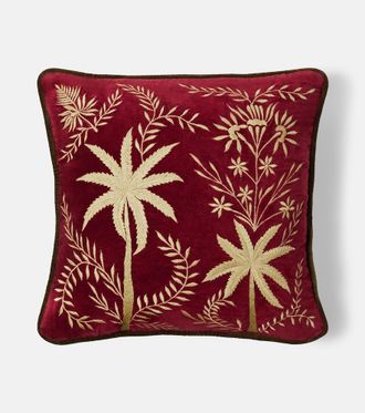 Les-Ottomans Embroidered cotton velvet cushion