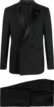 Tagliatore peak lapels wool suit - men - Cupro/Virgin Wool/Viscose/Modal/Cotton - 50 - Black