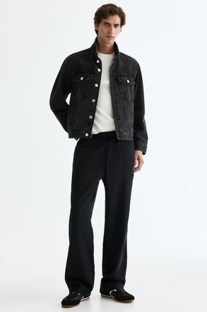 H&M Relaxed-fit linen-blend pants in Black at Nordstrom, Size Xx-Large