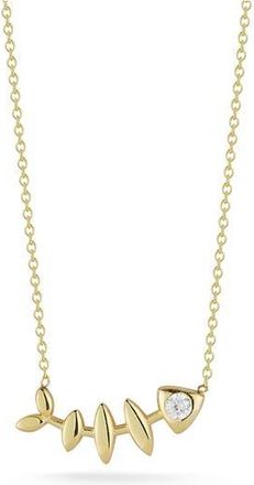 Glaze Jewelry Cubic Zirconia Fish Bone Pendant Necklace in Gold at Nordstrom Rack