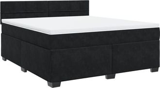 vidaXL Cama Box Spring Con Colch&oacute;n Terciopelo Negro 180x200 Cm Vidaxl