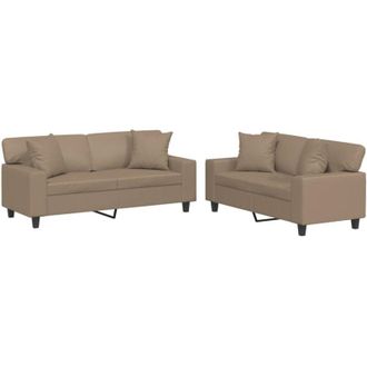 vidaXL Vidaxl - Set di Divani 2 pz con Cuscini Cappuccino in Similpelle