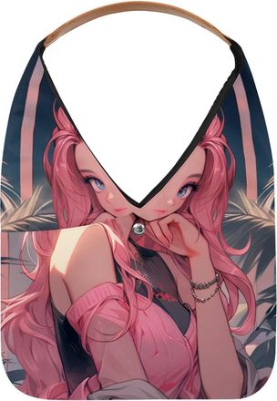 Generic Flamingo Girl Reusable Lightweight Grocery Bags - Foldable Into Compact Pouch, Washable & Sturdy, Multipurpose for Shopping and Travel