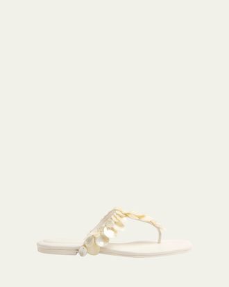 SIMKHAI Elin Shell Leather Thong Sandals
