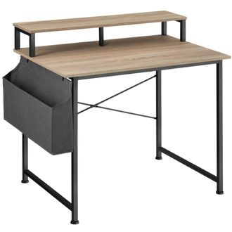 TecTake Escritorio industrial con soporte y bolsa 120x60x110 cm madera clara