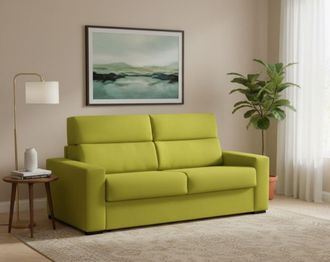 Dmora Dmora - Sof&aacute; Fijo 3 Plazas Ozegna, Sof&aacute; Lineal Para Sal&oacute;n, Acolchado, Desenfundable, Calidad 100% Made In Italy, 220x95 H100 Cm, Verde