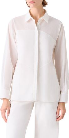 Akris Polygon Cotton Voile Button-Up Shirt in White at Nordstrom, Size 16