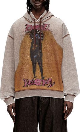 Diesel S-Boxton-Hood Oversize Embellished Hoodie in Coffee at Nordstrom, Size Xx-Large