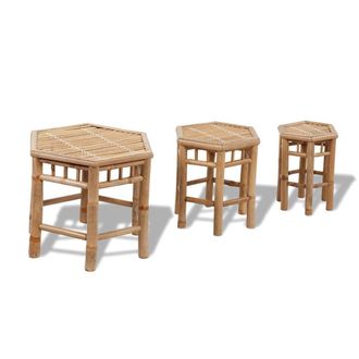 vidaXL Taburetes De Jard&iacute;n 3 Unidades De Bamb&uacute; Vidaxl