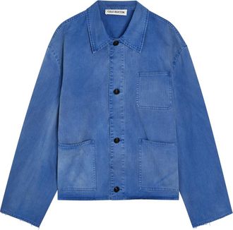 Cole Buxton Patch Pocket Cotton and Wool-blend Overshirt - Blue - XL