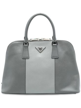 Prada 2010-2025 Medium Bicolor Saffiano Lux Promenade satchel - Grigio