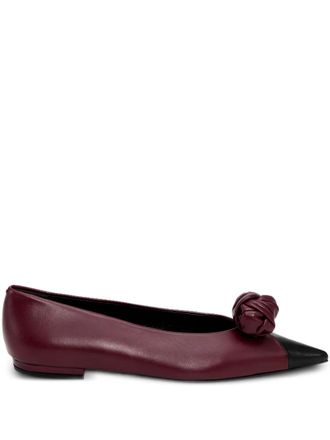 Rotate knot-appliqu&eacute; ballet flats - women - Calf Leather/Calf Leather - 37 - Red