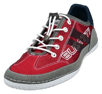 Bugatti Slip-On Sneaker BUGATTI, Herren, Gr. 43, rot (rot, grau), Lederimitat, Textil, Schuhe Slip-On Sneaker, Freizeitschuh, Halbschuh, Slipper mit Kontrastn