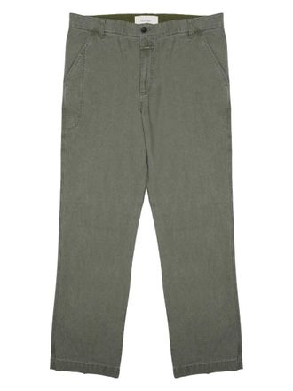 Closed Mid-Rise Green Straight-Leg Pants with Soft Matte Finish