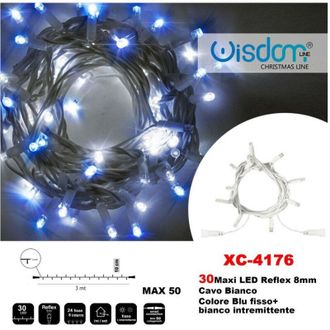 Trade Shop Trade Shop - Catena Luminosa 30 Luci Led Luci Lights Blu Fisso + Intermittent Bianco Xc-4176