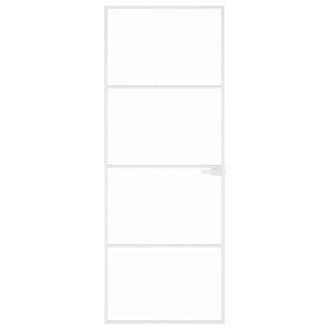Berkfield Home Interior Door White 76x201.5 cm Tempered Glass&Aluminium Slim