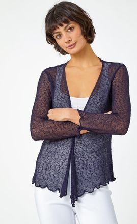 Roman Textured Pointelle Detail Shrug