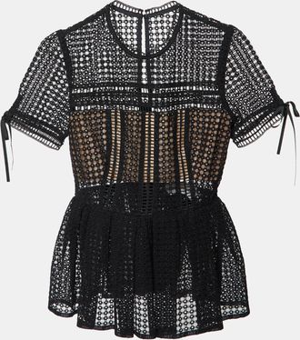 Self Portrait Black Lace Peplum Top