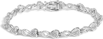 House of Brilliance 925 Sterling Silver 1/4 Cttw Diamond Infinity Heart Link Bracelet