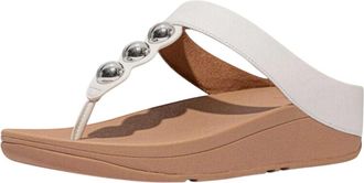 FitFlop Fit Flop Dames Fino Spiegel Koepel Leren Sandalen (Wit)