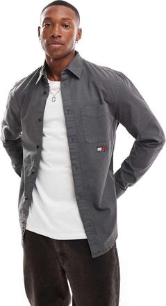 Tommy Jeans Camicia vestibilità classica in twill nero slavato